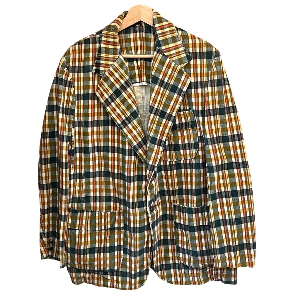 Vintage 70s The Piper Corduroy Blazer Dark Academia Professor Core Retro Plaid